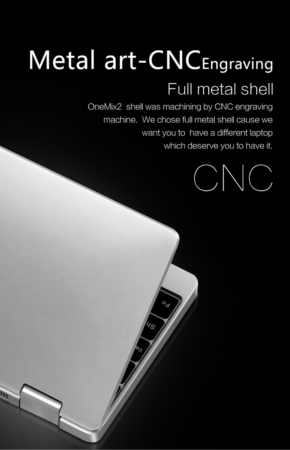 One Netbook One Mix 2 Yoga Pocket Laptop Intel Core m3-7Y30 Quad Core Touch ID 7" IPS Screen 1920*1200 Windows 10 8GB DDR3 256GB PCI-E SSD - Silver