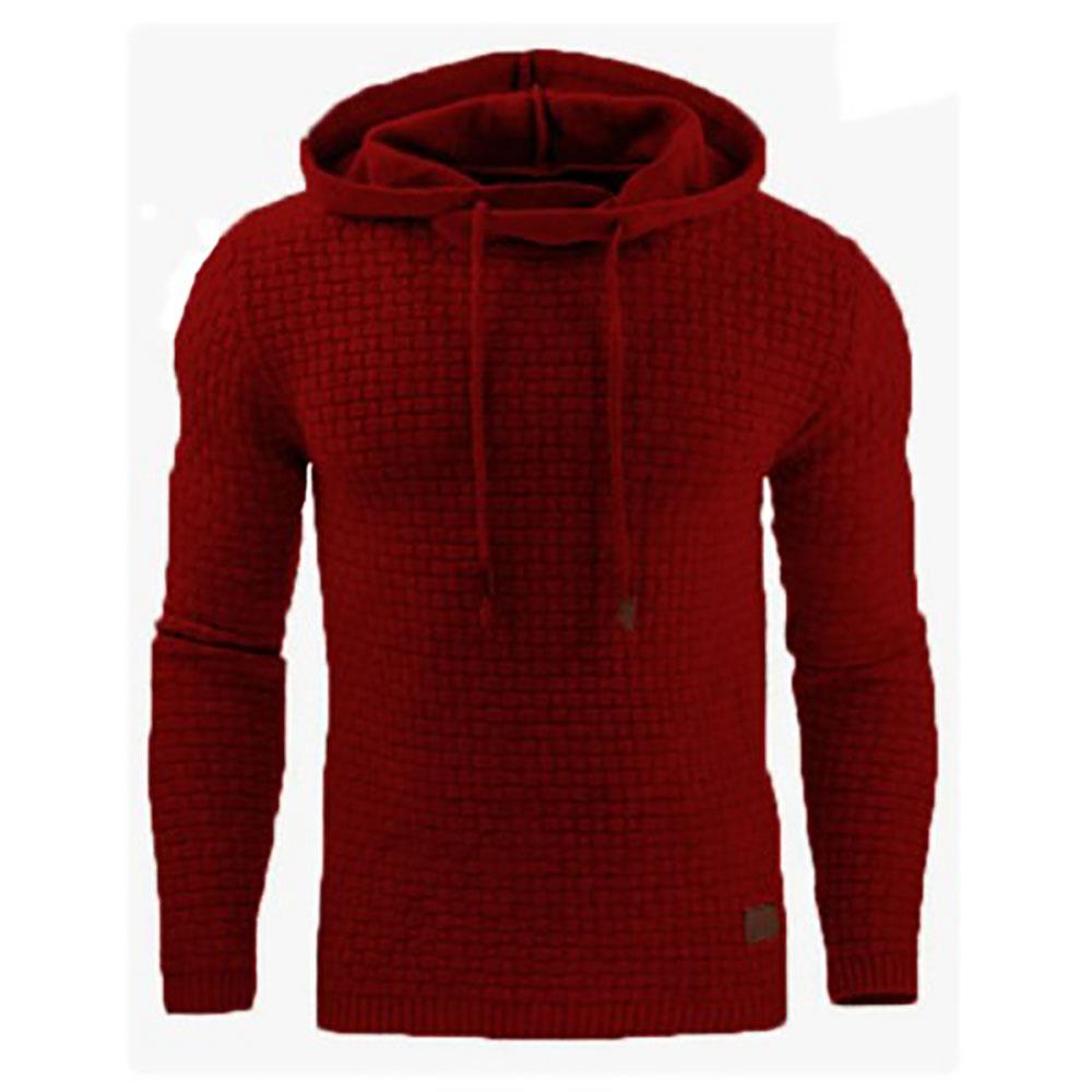 Men's Basic Winter Warm Grid Hoodie Size XL Red