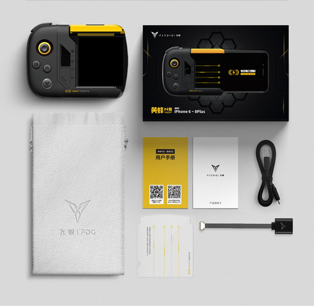 Flydigi WASP Physical Connection CapAir Mapping One-hand Game Controller for iphone X Support Pubg Mobile Legends -Black