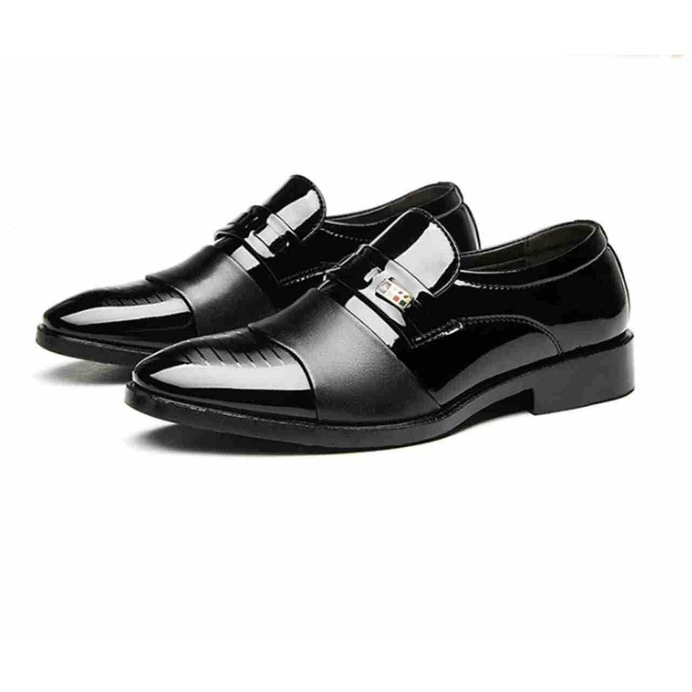 XA007 Men Fashion Business Formal PU Leather Dress Shoes EU38 - Black