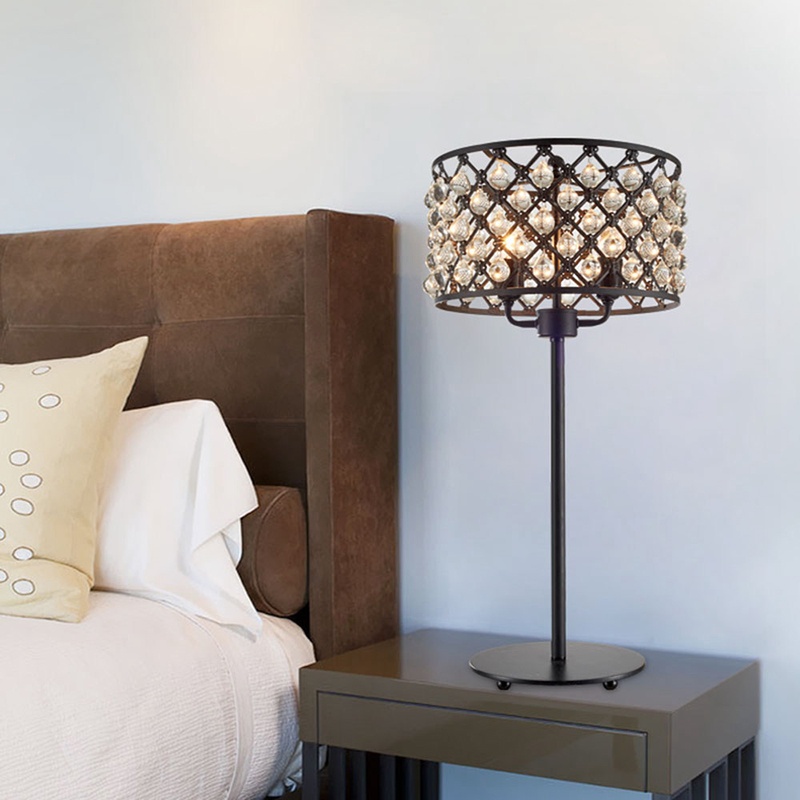 Fumat American Crystal Glass Table Lamp - Retro Wrought Iron Glass Ball Design