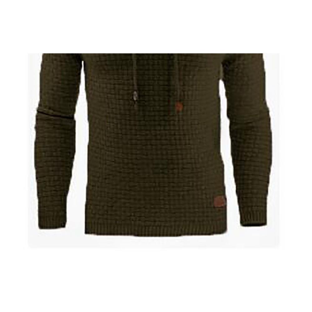 Men's Basic Winter Warm Long Sleeve Grid Hoodie (Sweatshirt Outwear Sweater Size L) - Army Green