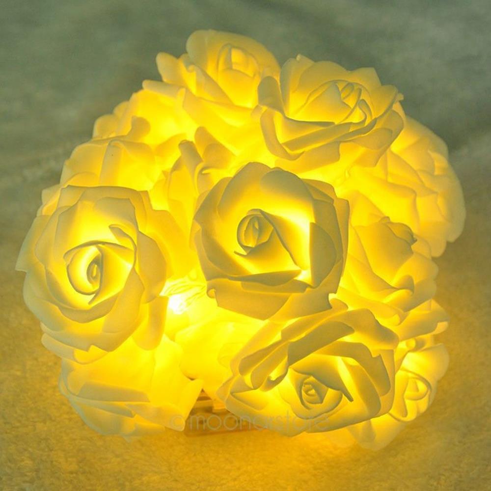 20PCS Rose LED String Lights for Christmas New Year (2.2 Meters) - Warm White
