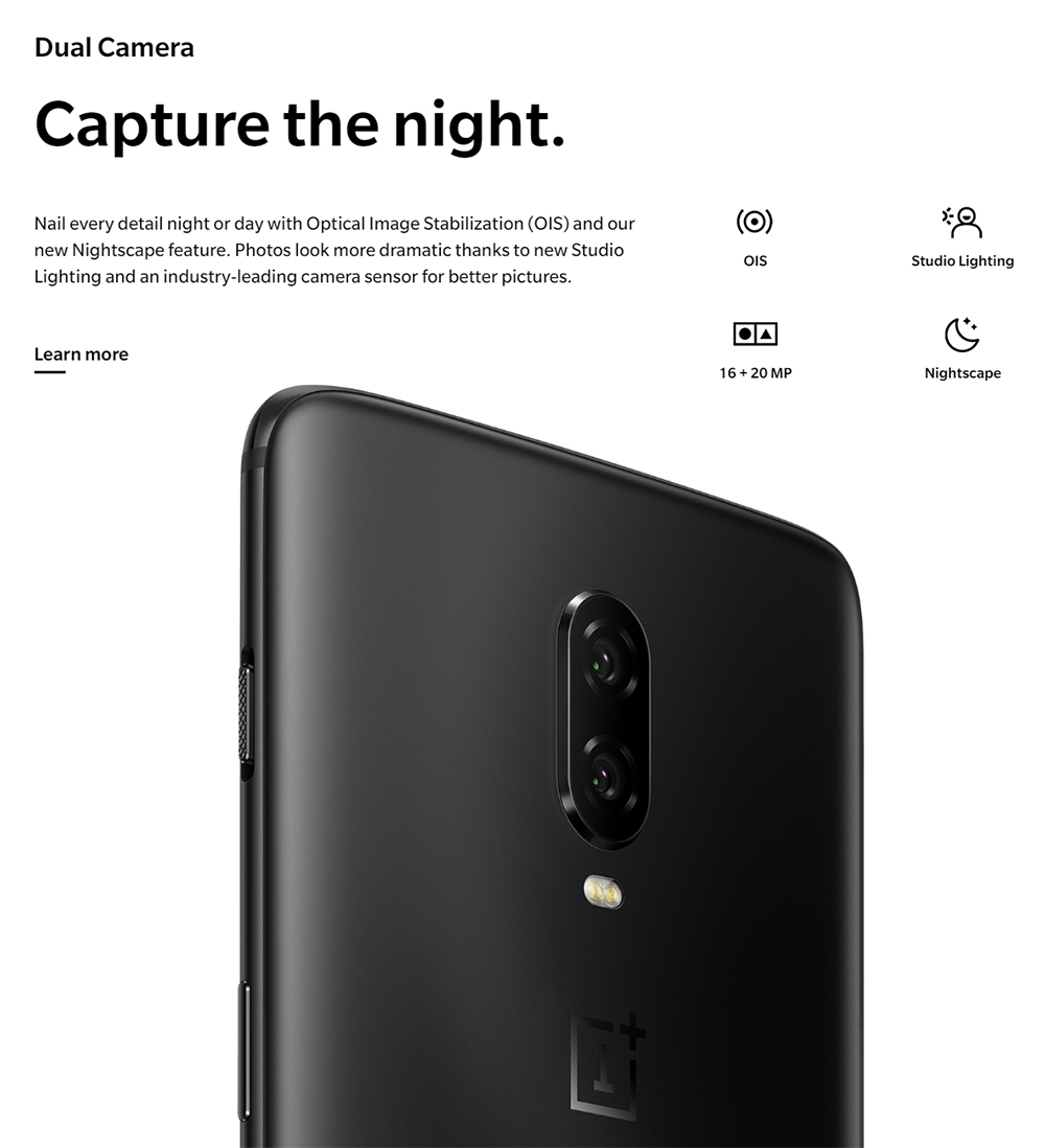 [Official Global ROM]Oneplus 6T 6.41 Inch 4G LTE Smartphone Snapdragon 845 8GB 256GB 16.0MP+20.0MP Dual Rear Cameras Android 9.0 In-Display Fingerprint NFC Fast Charge - Midnight Black