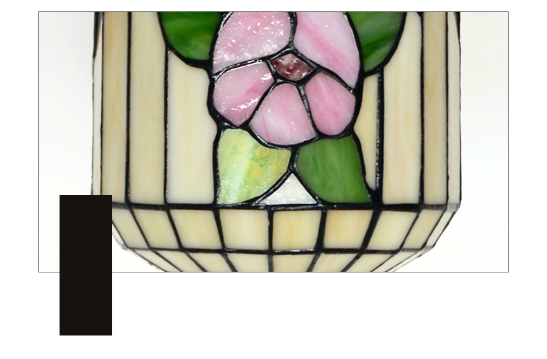 FUMAT Tiffany Style Stained Glass Handcrafted Pendant Light - Red Plum Design with 3 Lights