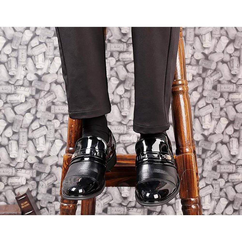 XA003 Men Business Leather Shoes Stylish Comfortable Casual Shoes EU 43.5 - Black