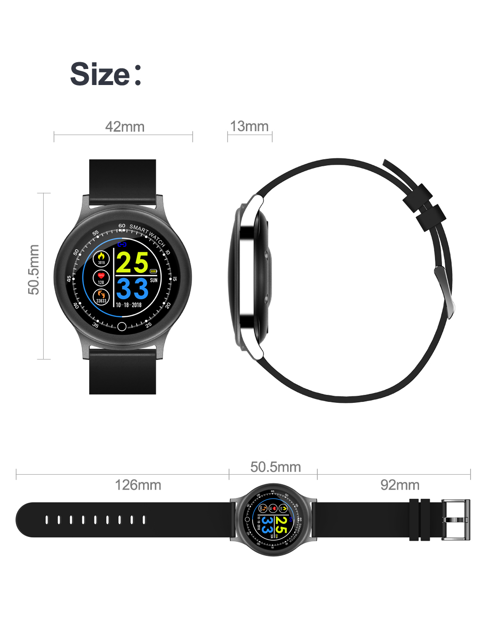Q28 Sports Smart Watch Heart Rate Monitor Black
