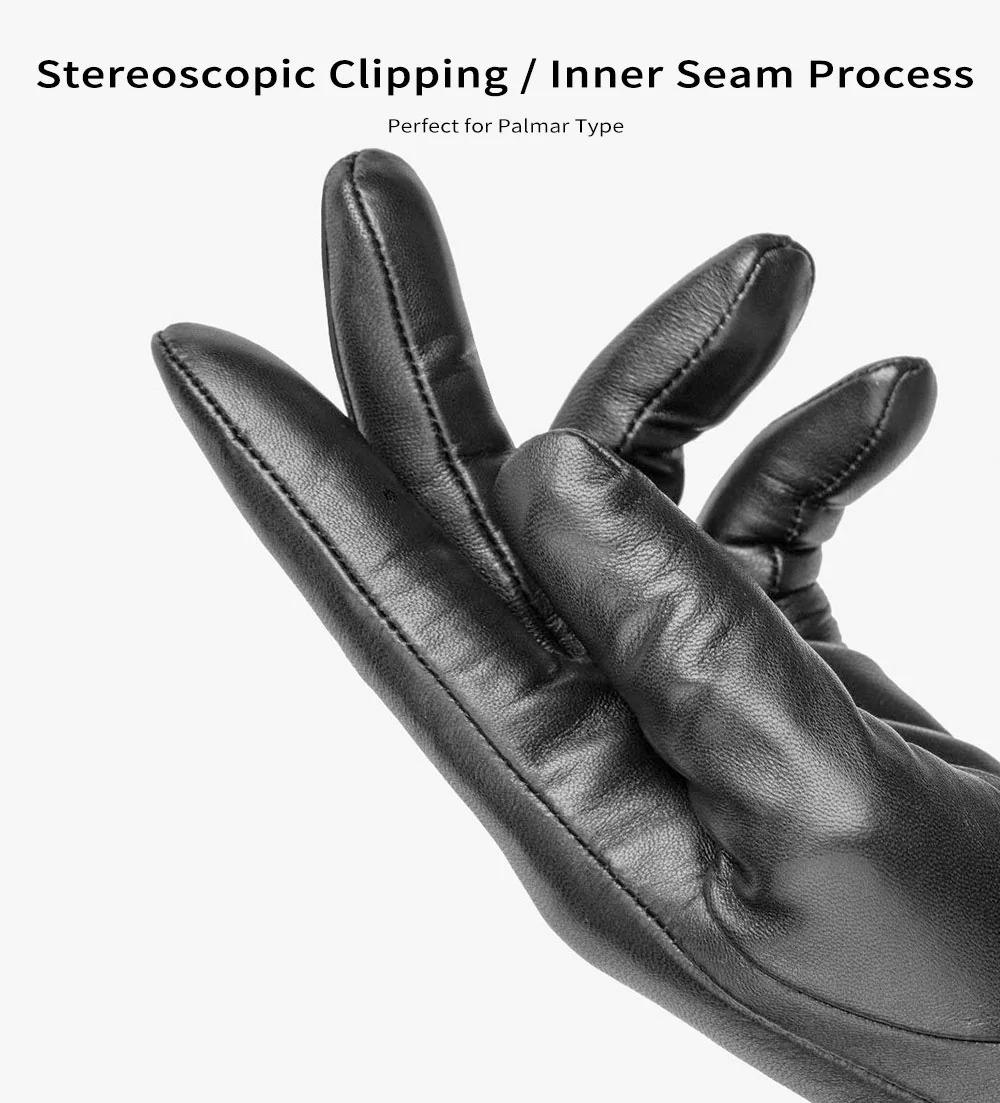 Xiaomi Youpin Lambskin Touch Screen Gloves For Couples (From Spanish Raw Materials Men's XL) - Black