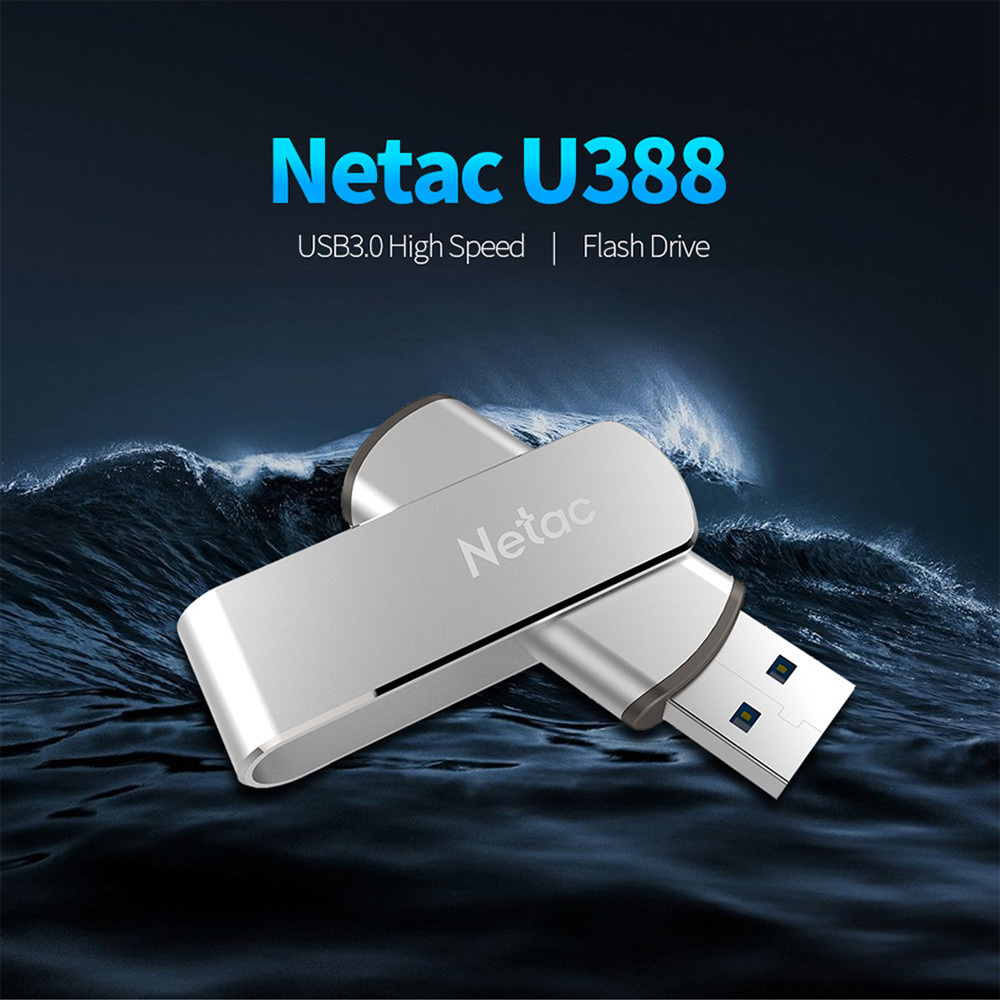 Netac U388 Rotary Metal 128GB USB Flash Drive USB3.0 Interface - Silver