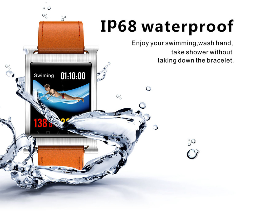 K6 Sports Smart Watch 1.3 Inch IPS Screen Heart Rate / Blood Pressure Monitor IP68 Waterproof - Black Case + Steel Strap