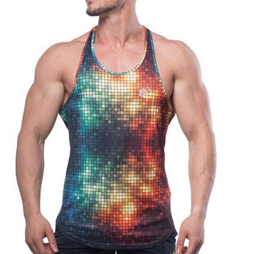 Men Sports Fitness Breathable Slim Vest Size M - Lattice