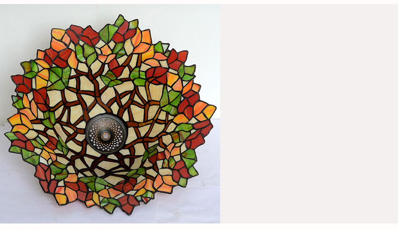 FUMAT Tiffany Style Stained Glass Handcrafted Table Lamp - Creative Red Maple Leaf Desgin