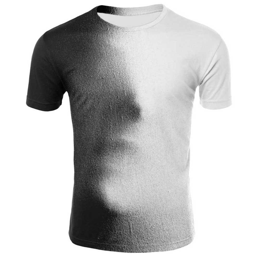 3D Digital Printed Face Pattern Men's Summer Short Sleeve T-shirt Size M - Gray
