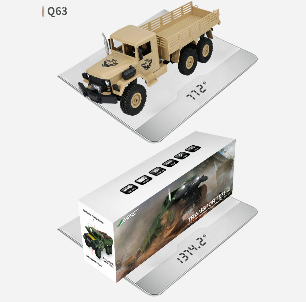 JJRC Q64 Transporter-5 2.4G 1:16 6WD Brushed Off-road RC Car Military Truck RTR - Army Green