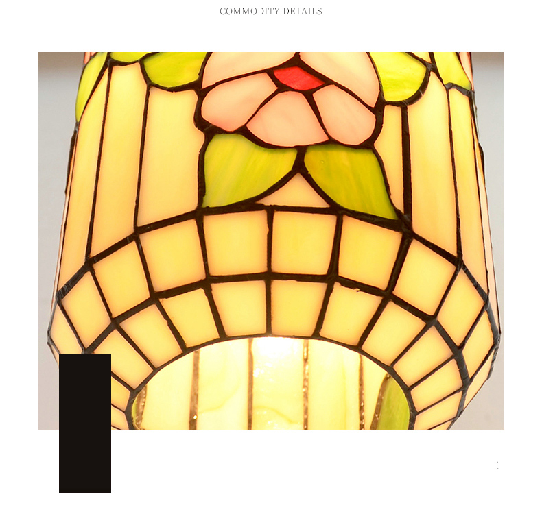 FUMAT Tiffany Style Stained Glass Handcrafted Pendant Light - Red Plum Design with 3 Lights