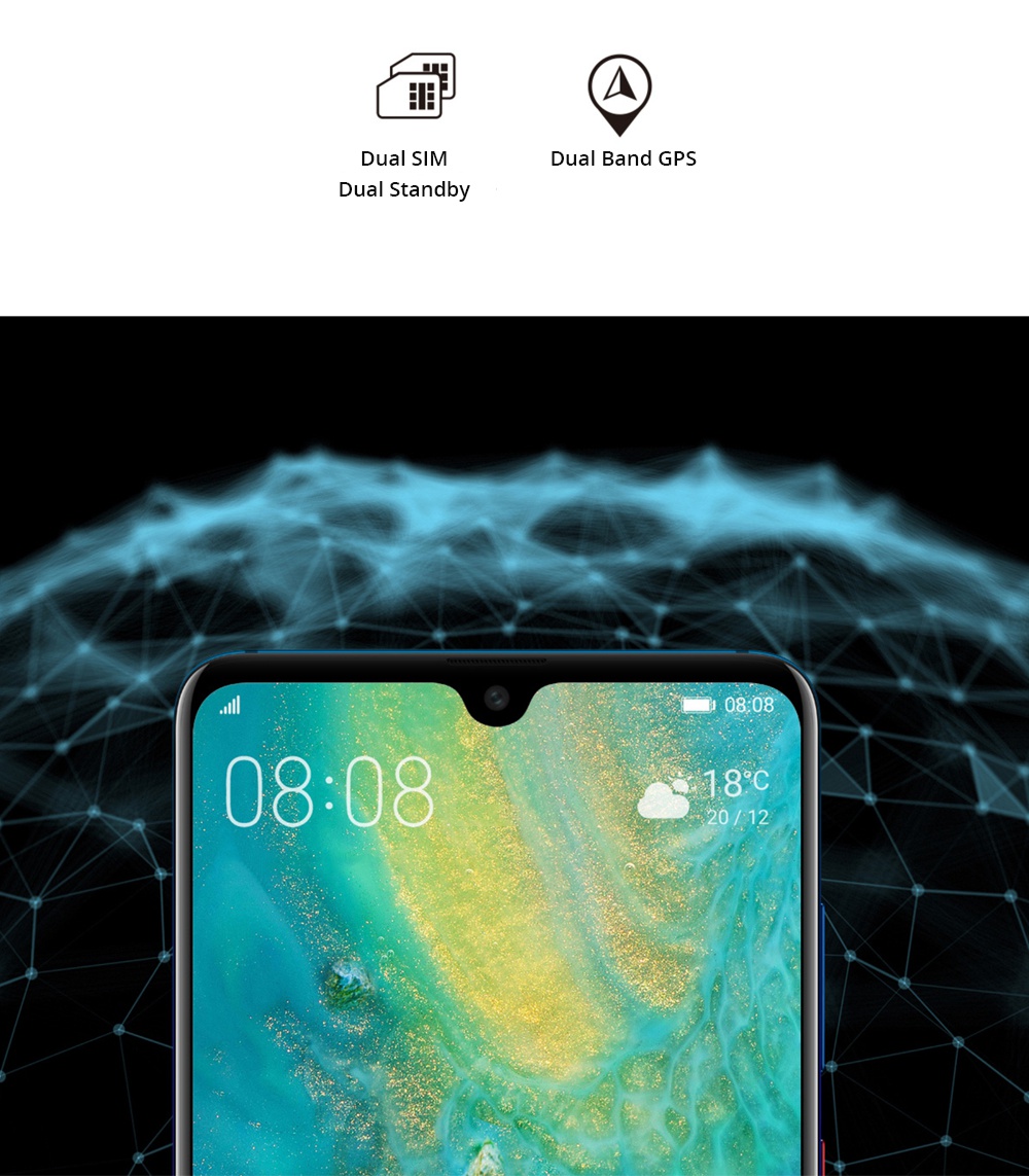 HUAWEI Mate 20 Pro 6.39 Inch 4G LTE Smartphone Kirin 980 8GB 128GB 40.0MP+20.0MP+8.0MP Triple Rear Cameras EMUI 9 Type-C NFC IR Remote Control - Bright Black