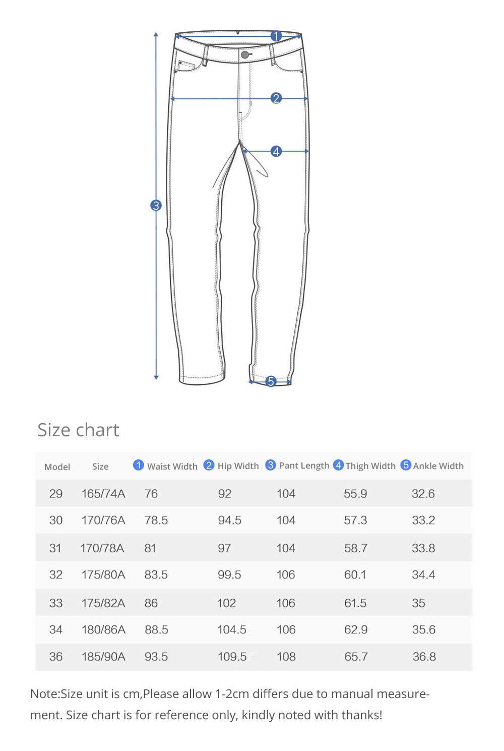 Xiaomi 90FUN Men Classic Casual Jeans Size 29 Light Blue