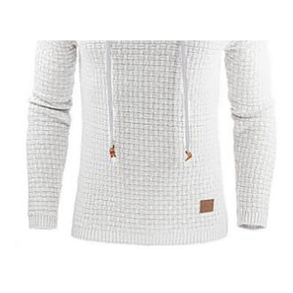 Men's Basic Winter Warm Long Sleeve Grid Hoodie (Sweatshirt Outwear Sweater Size L) - White