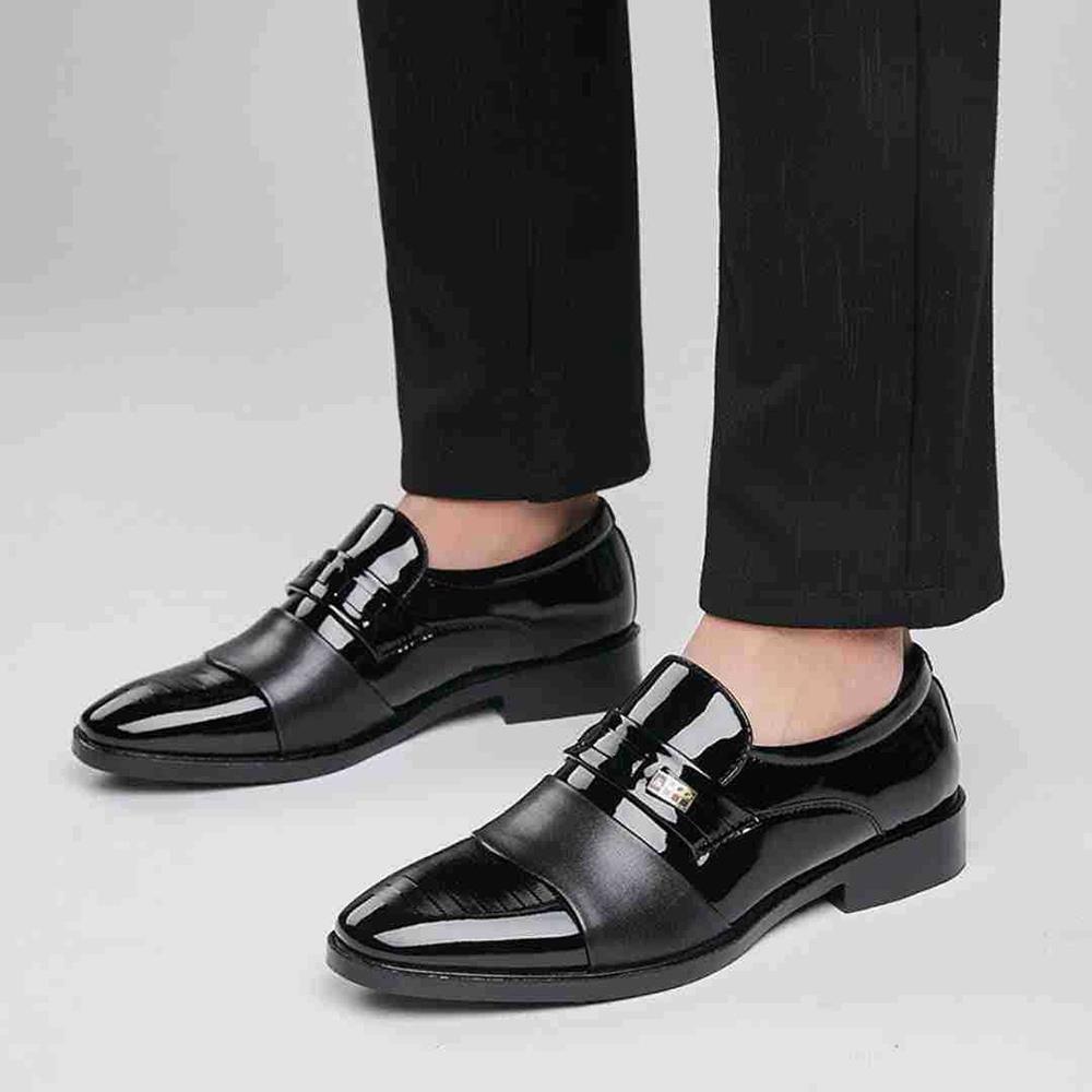 XA007 Men Fashion Business Formal PU Leather Dress Shoes EU38 - Black