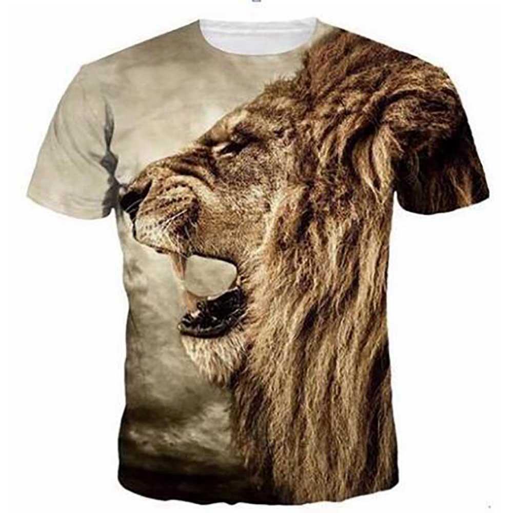 3D Digital Printed Lion Pattern Men's Tshirt Multicolor
