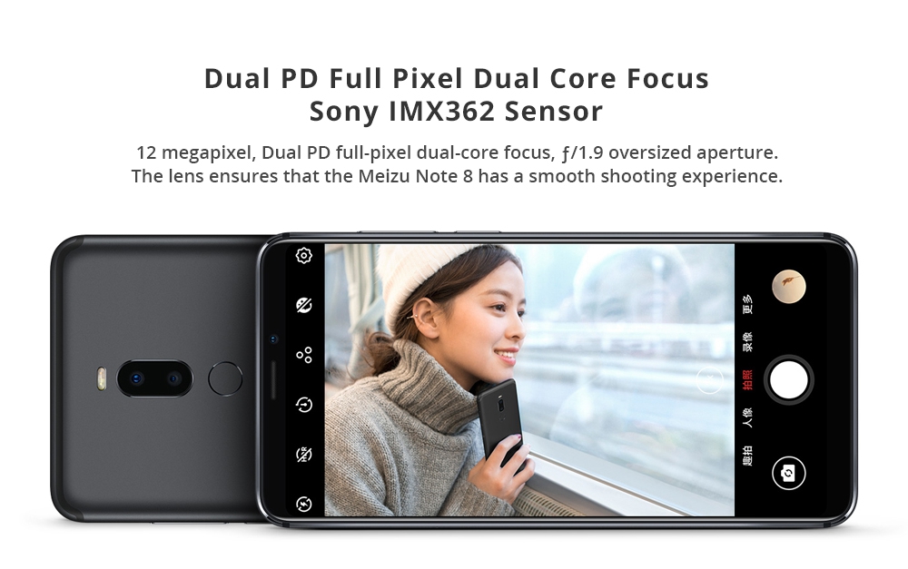 Meizu Note 8 6.0 Inch 4G LTE Smartphone Snapdragon 632 4GB 64GB 12.0MP+5.0MP Dual Rear Cameras Android 8.1 Face ID Fast Charge - Black