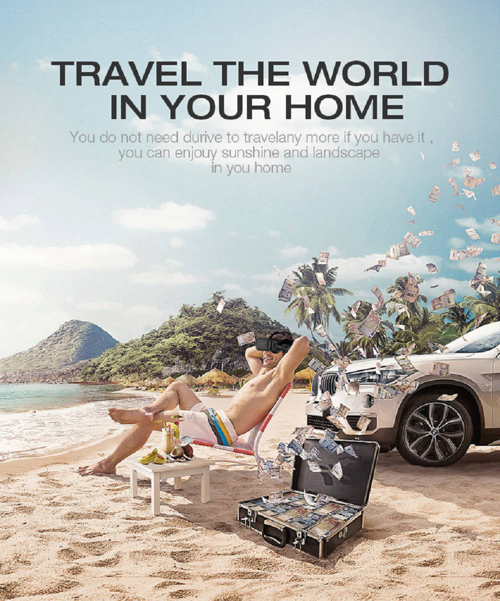 VR SHINECON SC-G04E with Headset Virtual Reality Glasses Support 4.7~6.0" Smartphone - Black