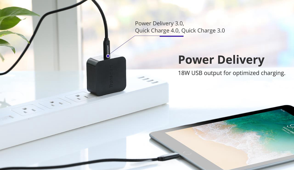 Tronsmart WCP01 Power Delivery 3.0 USB Type-C 18W USB Wall Charger for iPhone, Samsung, Google, LG, HTC - EU Plug