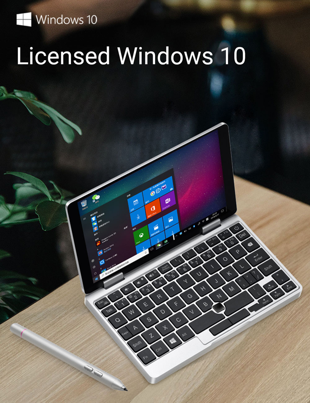 One Netbook One Mix 2 Yoga Pocket Laptop Intel Core m3-7Y30 Quad Core Touch ID 7" IPS Screen 1920*1200 Windows 10 8GB DDR3 256GB PCI-E SSD - Silver