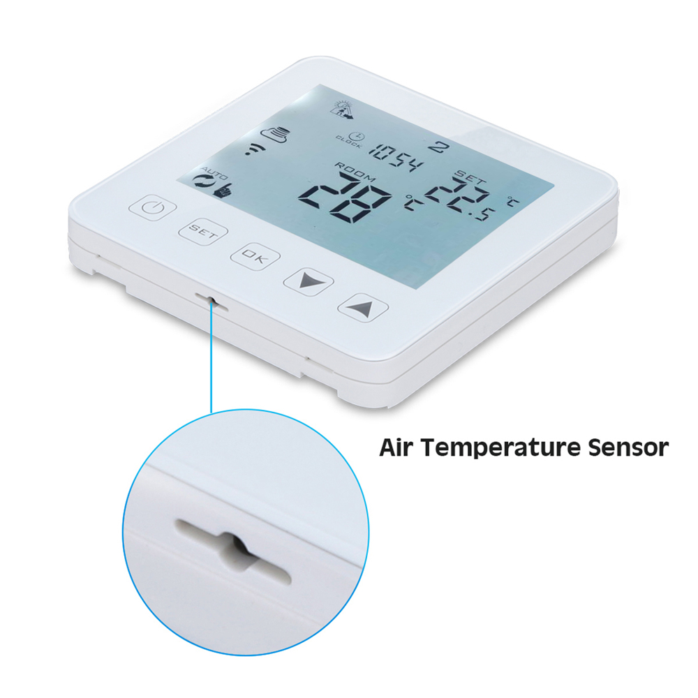 LCD Temperature Controller for Gas Boiler (Works with Amazon Alexa Google Assistant) - White