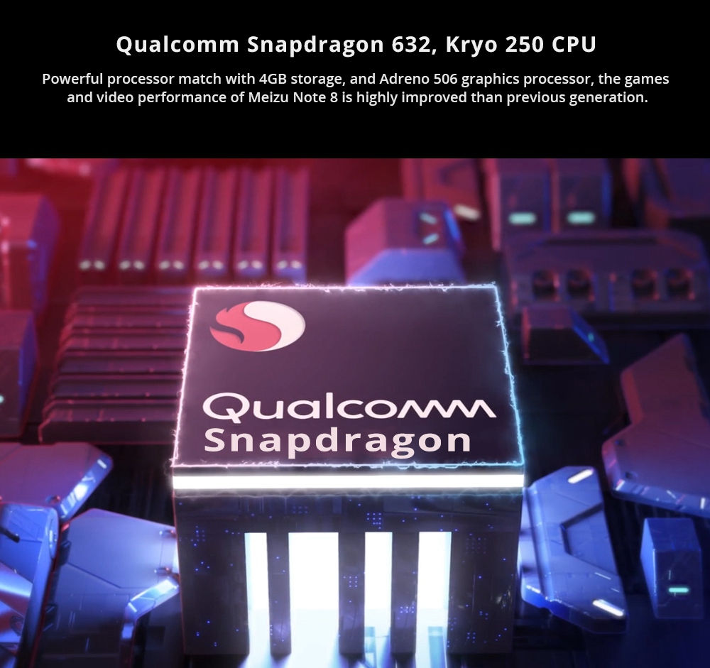 Meizu Note 8 6.0 Inch 4G LTE Smartphone Snapdragon 632 4GB 64GB 12.0MP+5.0MP Dual Rear Cameras Android 8.1 Face ID Fast Charge - Black