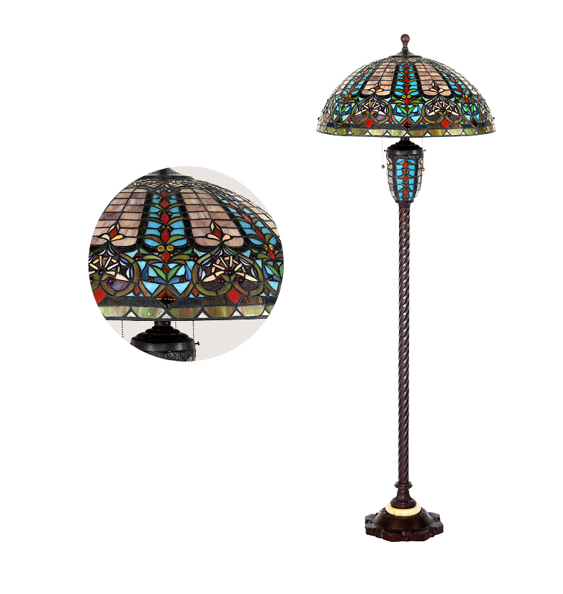 FUMAT Tiffany Style Stained Glass Handcrafted Floor Lamp - Romantic Baroque Design