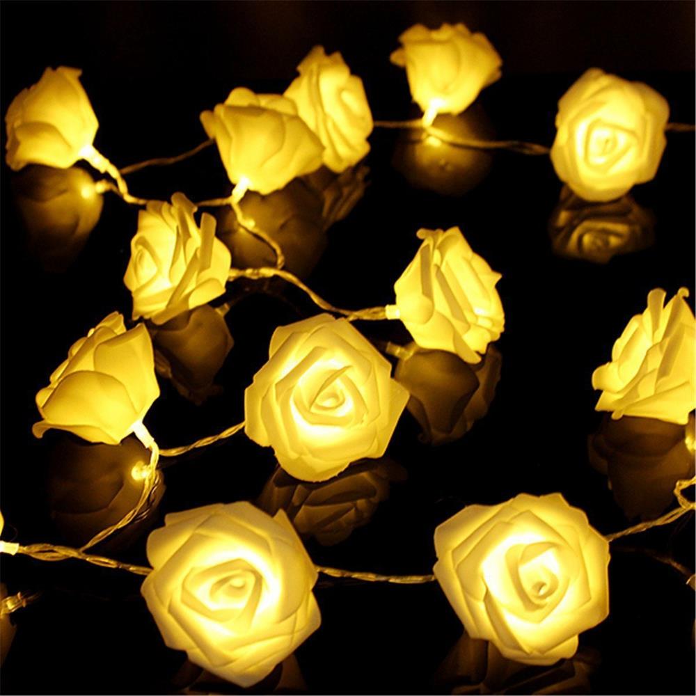 20PCS Rose LED String Lights for Christmas New Year (2.2 Meters) - Warm White