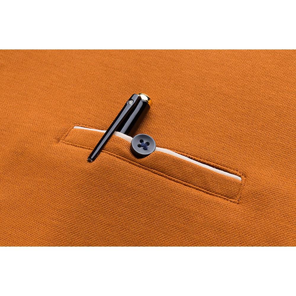 Men's Autumn Business Casual Long Sleeve Lapel Polo Shirt Anti-Pilling Size M - Yellow