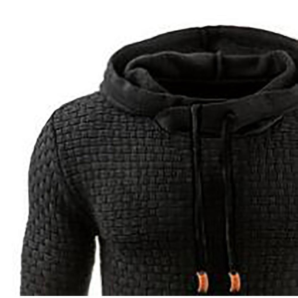 Men's Basic Winter Warm Long Sleeve Grid Hoodie (Sweatshirt Outwear Sweater Size L) - Army Green