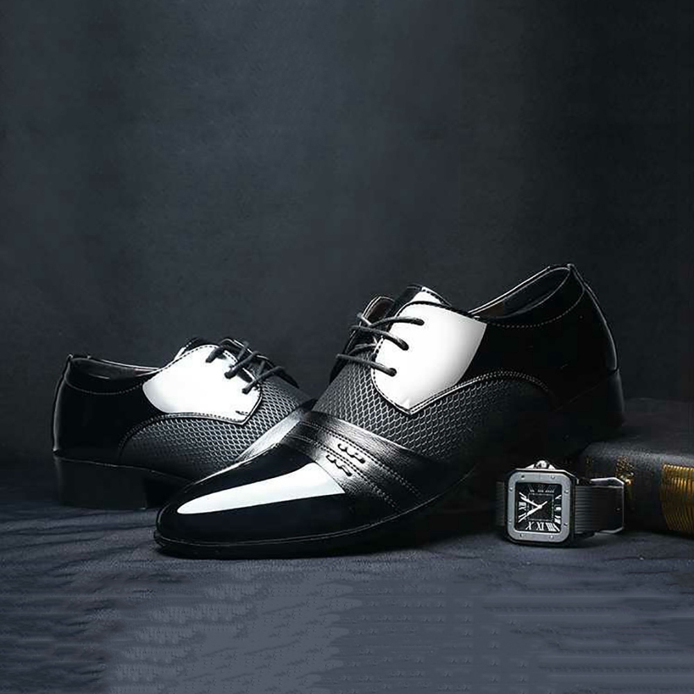 XA010 Men Business PU Leather Shoes Size EU44 Black
