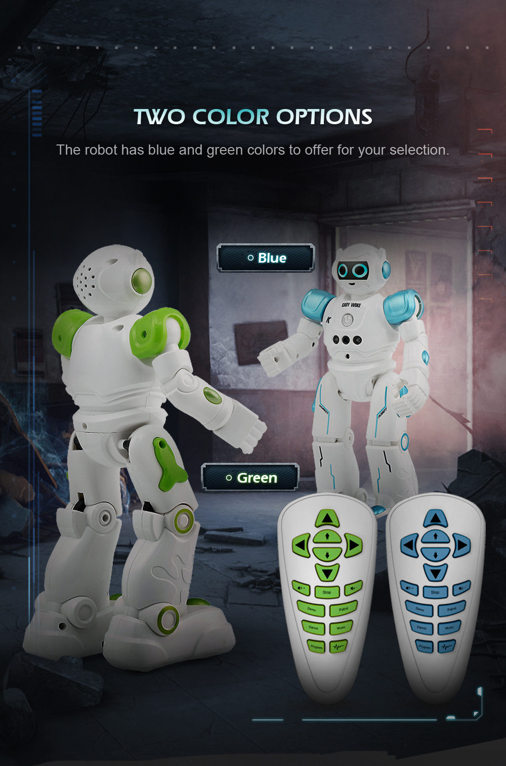 JJRC R11 Cady Wike Programmable Dancing RC Robot Gesture Sensor Obstacle Avoidance Kids Toys - Blue