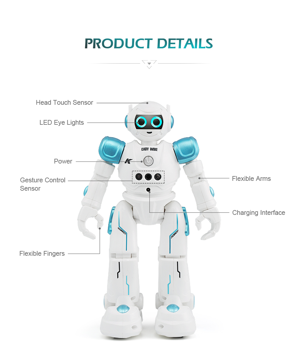 JJRC R11 Cady Wike Programmable Dancing RC Robot Gesture Sensor Obstacle Avoidance Kids Toys - Blue