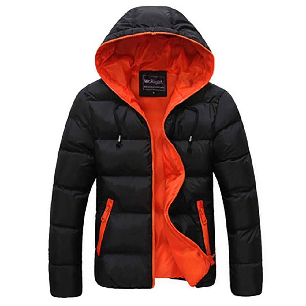 Agai-mccf Men's Leisure Hooded Candy Color Down Jacket (Warm Coat Size M) - Black + Orange