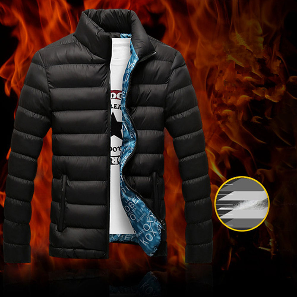 Men's Autumn and Winter Down Jacket Cotton-padded Coat (Size M) - Blue