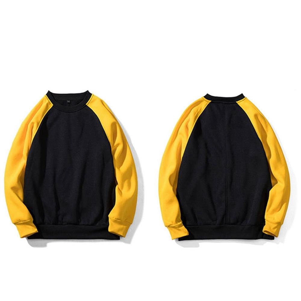 WY40 Men's Casual Round Neck Color Block Sweatshirt Size L Yellow