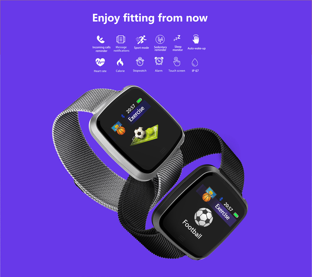 NO.1 G12 Smart Watch 1.3 Inch TFT Screen IP67 Waterproof Heart Rate Sleep Monitor Multi-Sport Mode -Black + Steel Strap