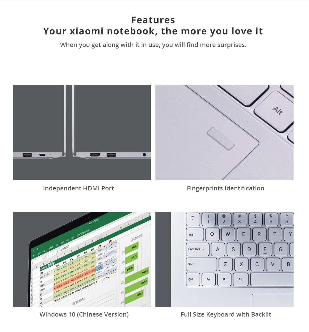 Xiaomi Mi Notebook Air 13.3" 1920*1080 Intel Core i3-8130U Dual Core 8GB DDR4 128GB SSD Intel UHD Graphics 620 Fingerprints - Silver
