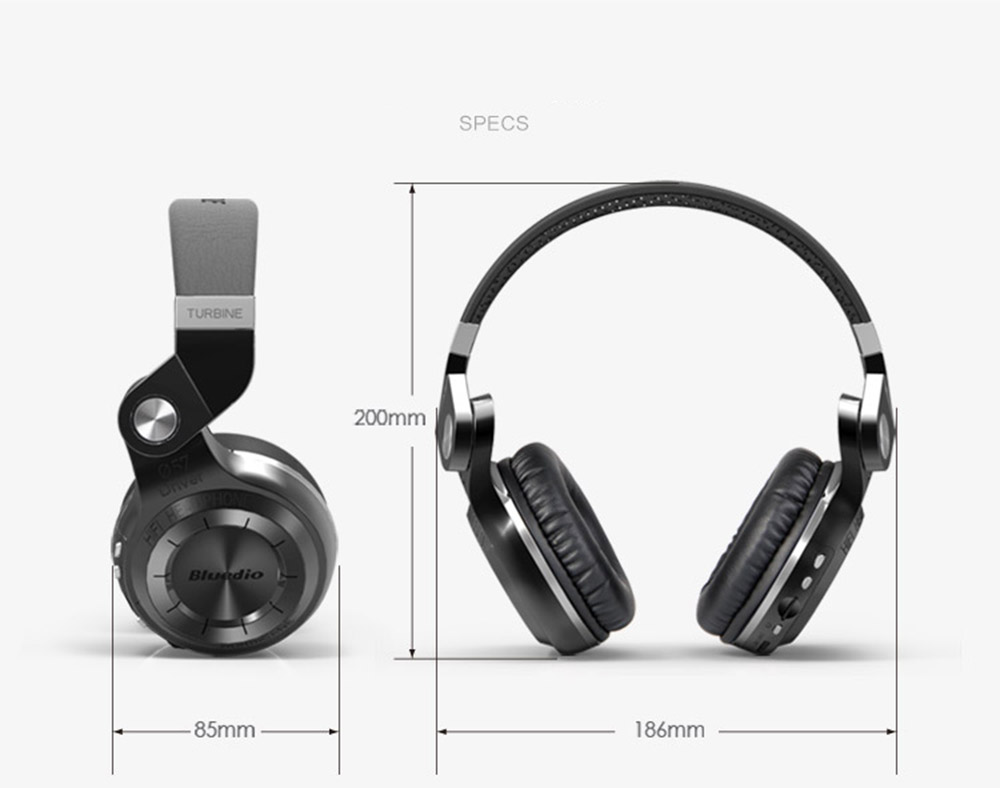 [HK Stock] Bluedio T2+ Bluetooth4.1 Wireless Stereo Headphone TF Card FM  Music Headset - White