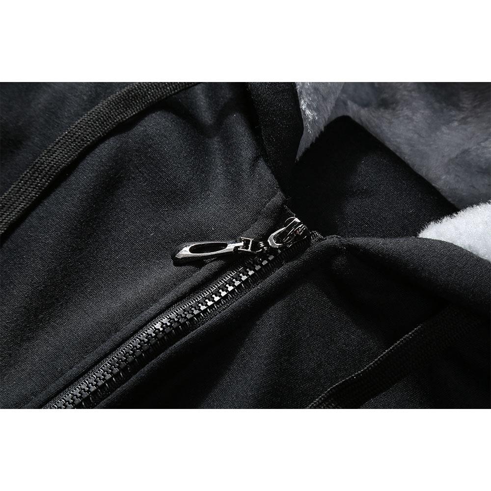 W02 Men's Autumn Winter Casual Color Block Cotton Cashmere Hooded Coat Size M - Blue + Gray