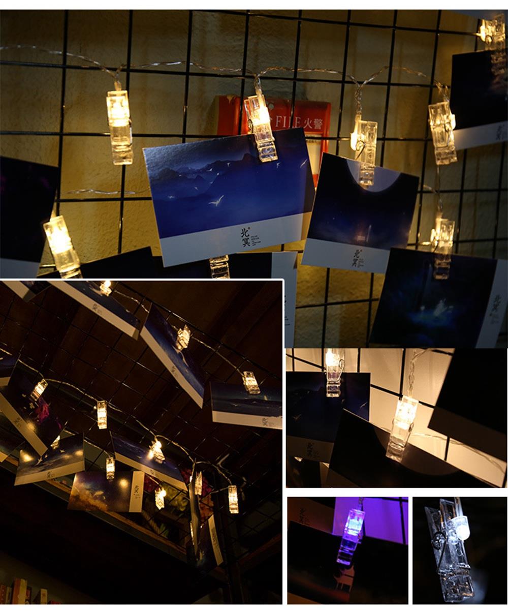 10PCS LED Clip Light Battery String Lights for Pictures Decoration Holiday Christmas Party Garden (1.2 Meters)- Warm White