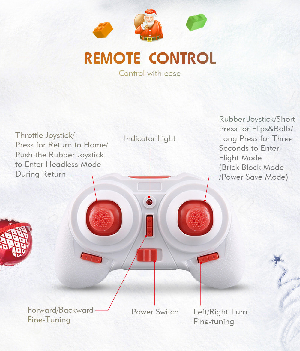 [HK Stock]JJRC H67 Flying Santa Claus 2.4G 4CH 6Axis Headless Mode Toy Brick RC Quadcopter RTF - Red