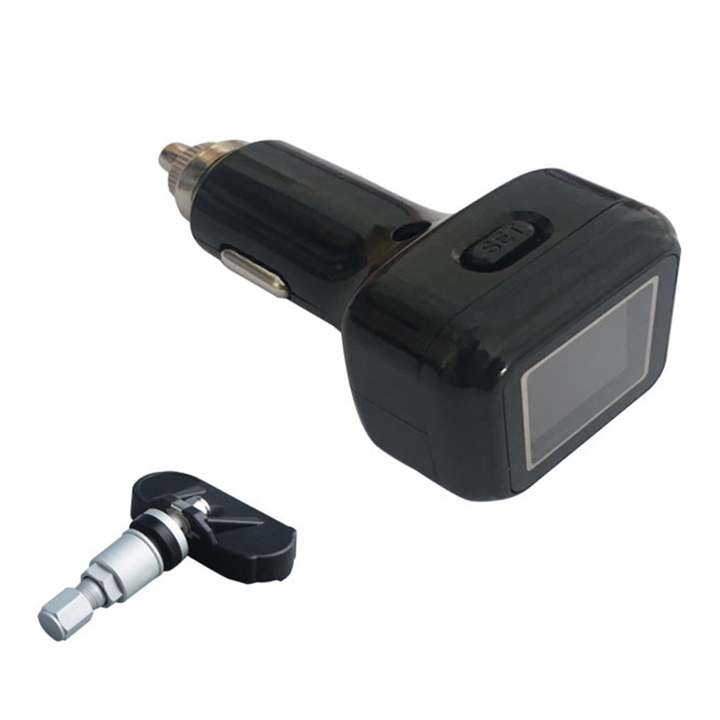 ZQ629301 Smart LCD Car TPMS A68 Cigarette Lighter Tire Pressure Monitoring System - Black