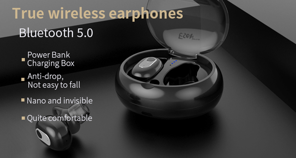 S991 TWS Earphones Dual Bluetooth 5.0+EDR 6.5H Play Time - Black