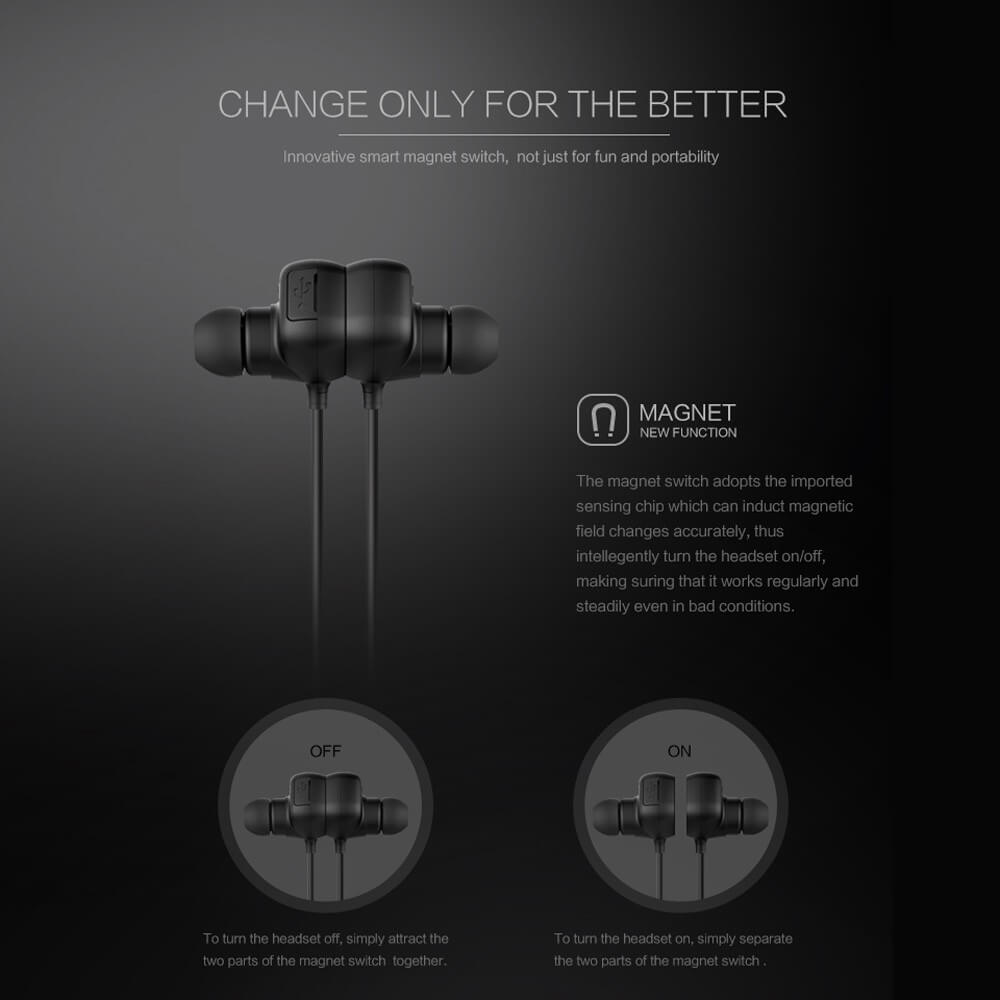 [HK Stock]QCY QY12 Bluetooth 4.1 Earbuds with Mic Smart Magnet Adsorption Function / CVC6.0 Noise Cancelling - Black