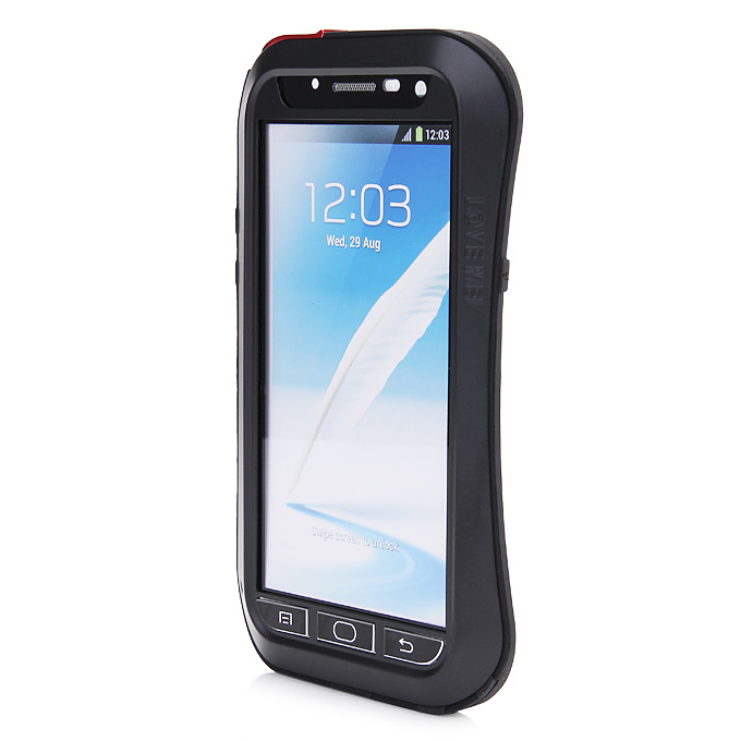 LoveMei Weather/Dirt/Shockproof Protective Case with Gorilla Glass for Sumsung Galaxy Note 2 II N7100 -Black